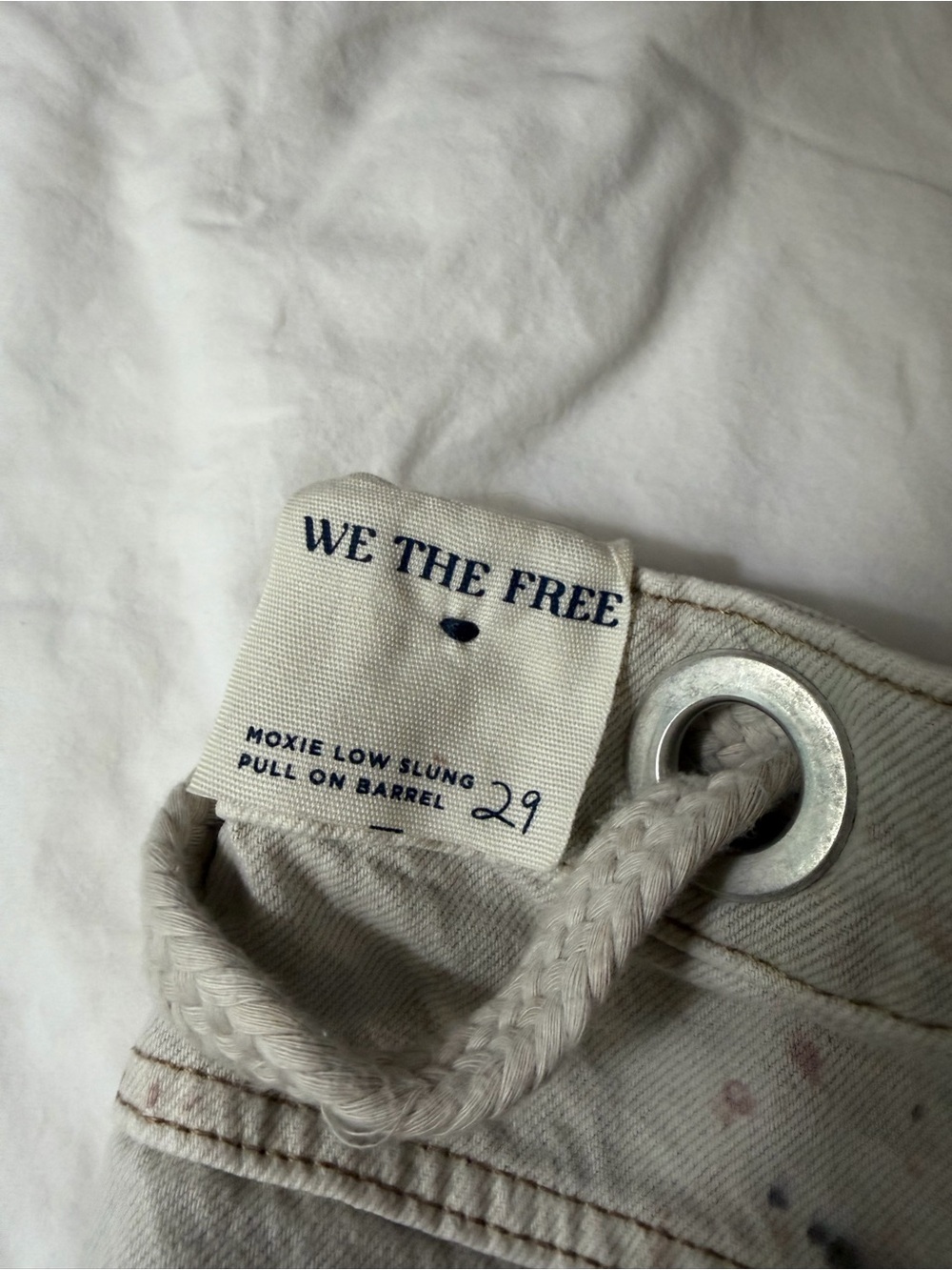 NWT FREE PEOPLE WE THE FREE Moxie Low Slung Barrel Jeans Jetty Splatter‎ 29 - Picture 9 of 16